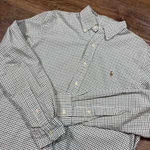 Ralph Lauren‎ Shirt Men's M Green Striped Long Sleeve Button Down Preppy Casual
